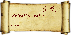 Sörös Irén névjegykártya