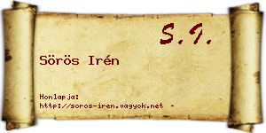 Sörös Irén névjegykártya